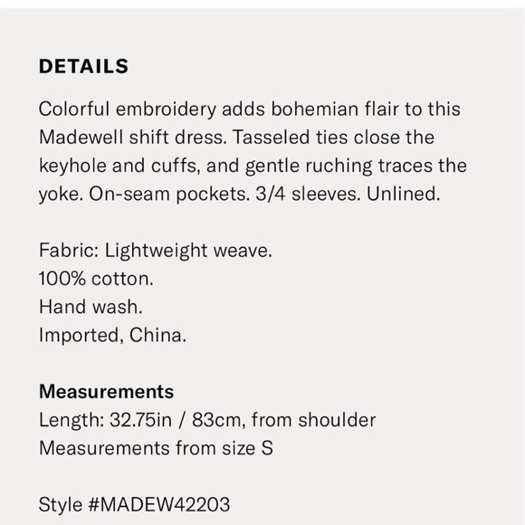 MADEWELL Boho Embroidered Floral Peasant Dress - Picture 9 of 9